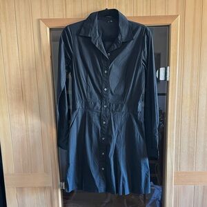 Theory Black Button-Up Dress with POCKETS !